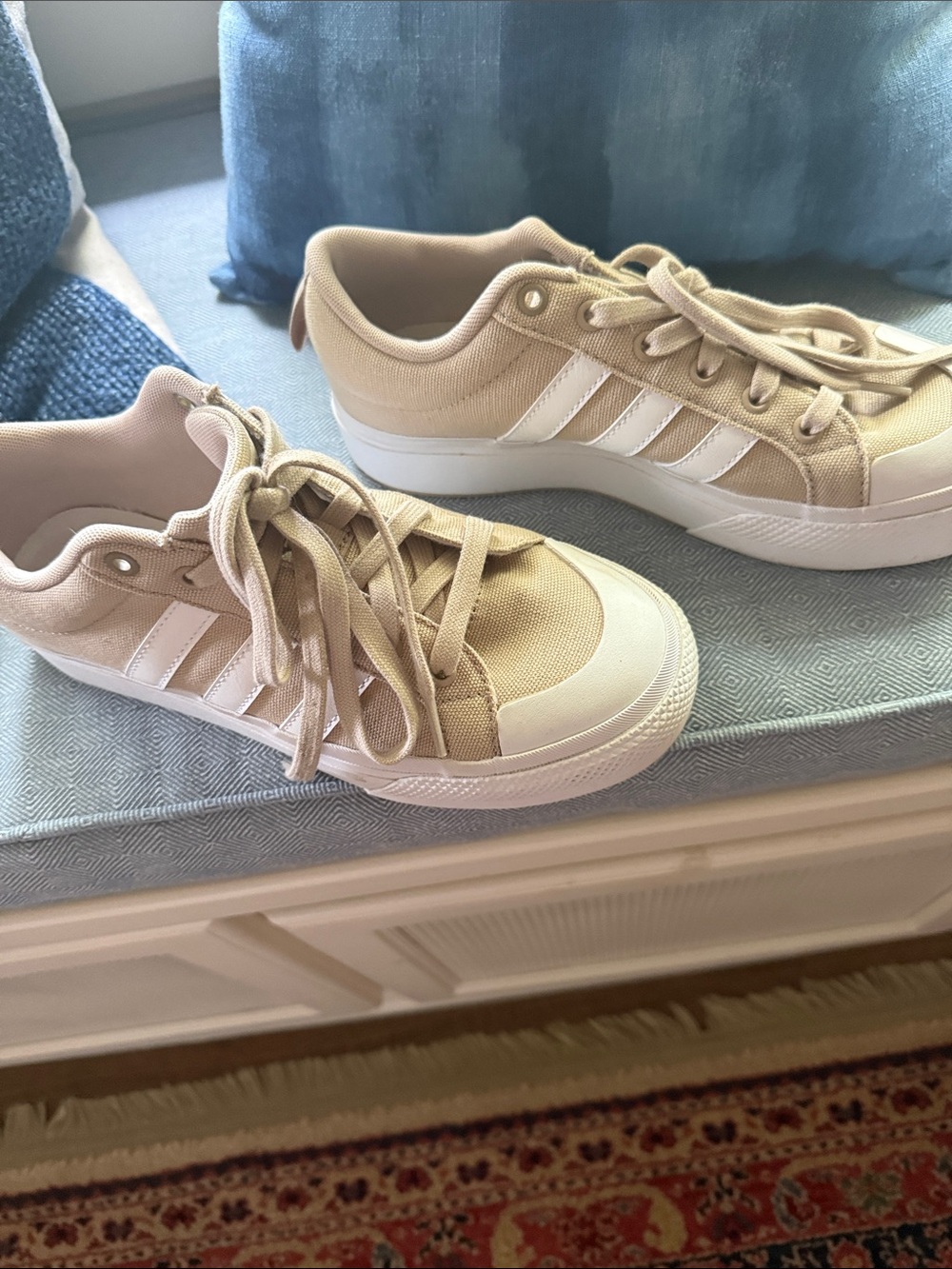 adidas Kids Beige Canvas Sneakers with White Stripes